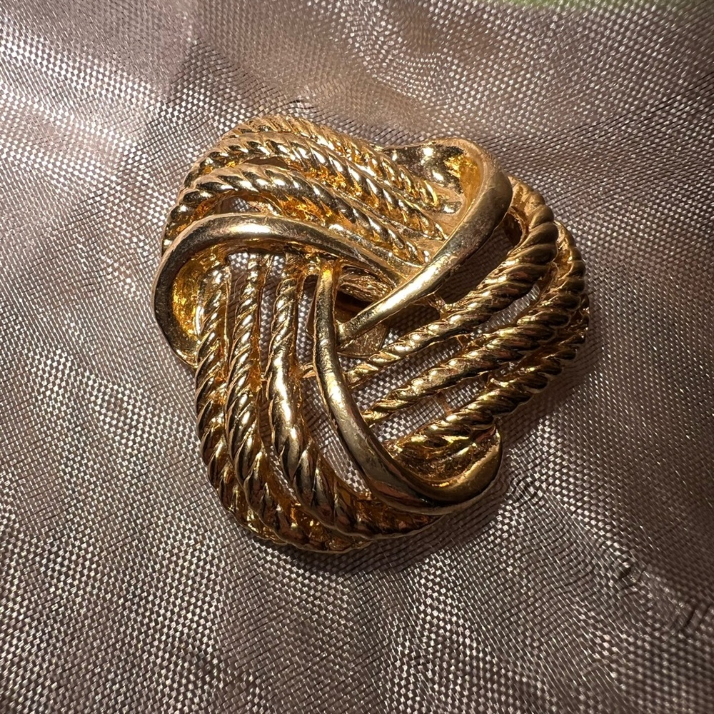 Unique Vintage Twisted Goldtone dress or scarf clips (two)